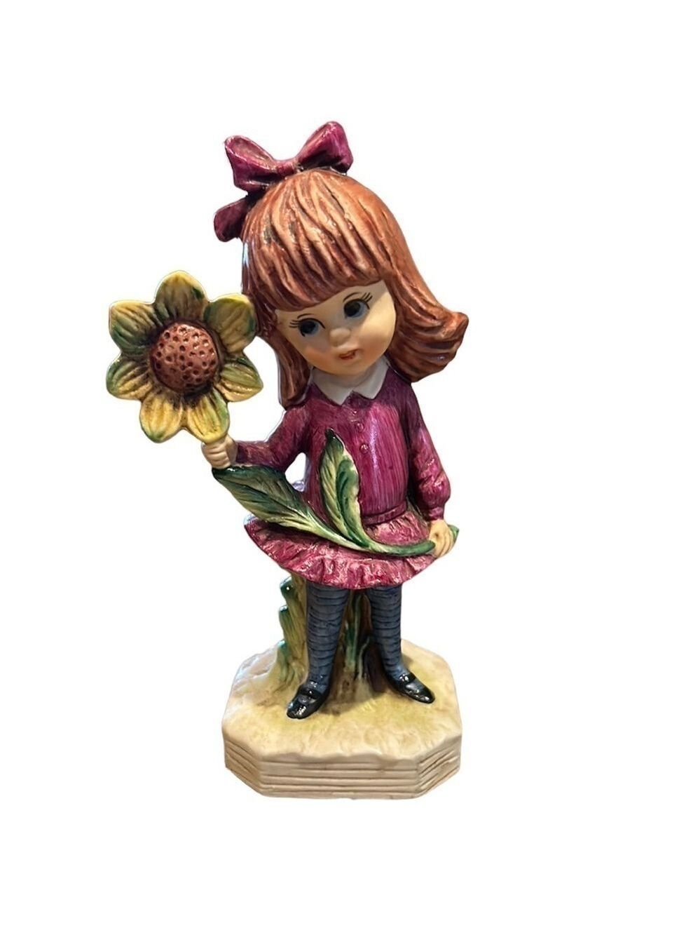 GORHAM Moppets Vintage Little Girl with Flower Ceramic Figurine 1973 Fran Mar